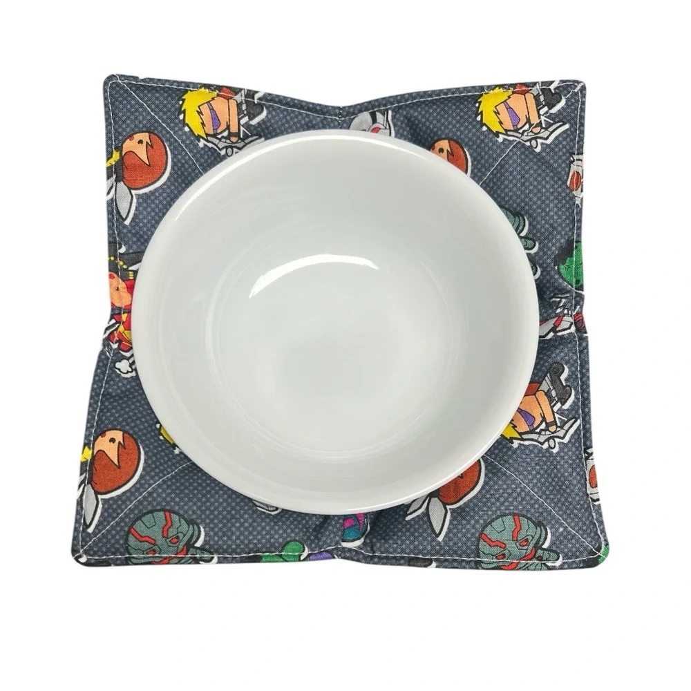 Hand Crafted Bowl Cozy Bowl Holder Microwavable  Cotton Padded Marvel Characters